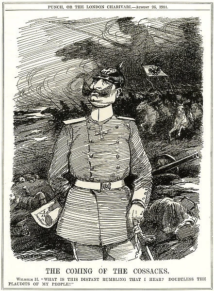 WW1 - Cartoon - Wilhelm II hears the Cossacks coming