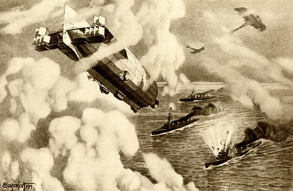 WW1 - German aircraft views the English Navy - North Sea