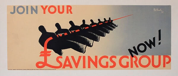 WW2 poster, Join your savings group, now! Date: circa 1944