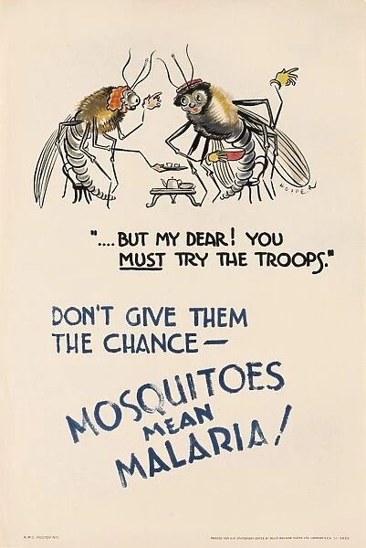 WW2 Poster -- Mosquitoes Mean Malaria