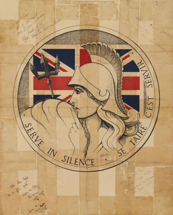 Framed Print : WW2 'Serve in Silence' Colour Photolithograph Print, 1940 Framed Print : WW2 'Serve in Silence' Colour Photolithograph Print, 1940