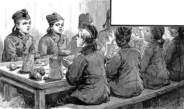 Young Emigrants singing Grace on their ship, 1884