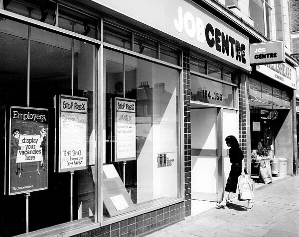 Young lady entering Job Centre, West Ealing, London