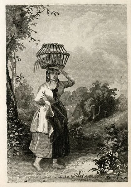 Young woman going to market