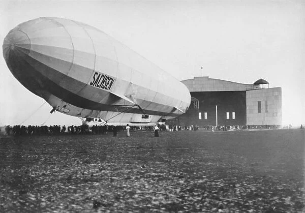 Zeppelin LZ-17 Sachsen Parked Outside its Hangar
