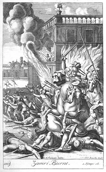 Zimri burns the Royal Palace at Tirzah