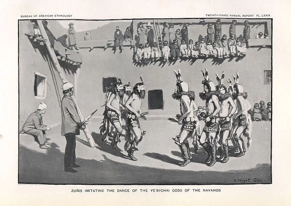 Zuni men imitating the Dance of the Ye bi chai