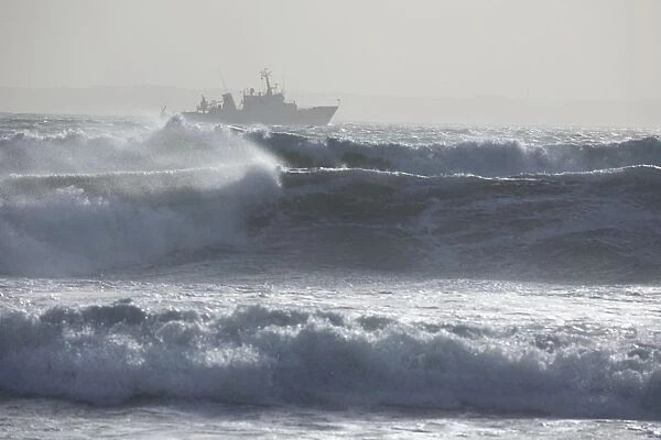 Boat out in stormy sea - Brittany - France