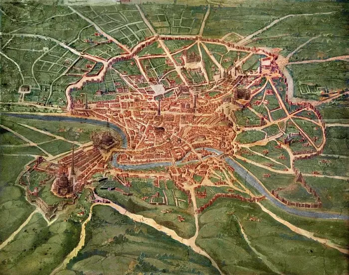 Framed Print : 16th Century Plan of Rome Print Framed Print : 16th Century Plan of Rome Print