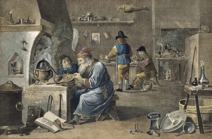 Framed Print : 18th-century Alchemist at Work Print Framed Print : 18th-century Alchemist at Work Print