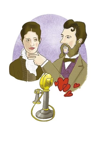 Alexander G. Bell with his future wife