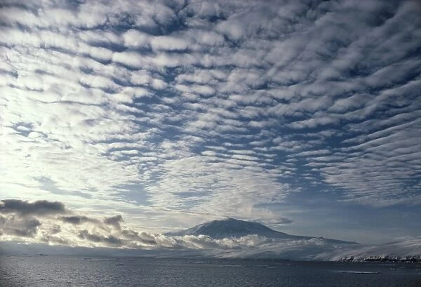 Altocumulus cloud cover over Mt Erebus volcano
