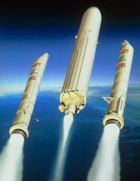 Artists impression of the launch of an Ariane 5