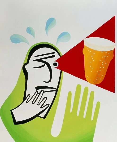 Artwork of an alcoholic imagining a glass of beer