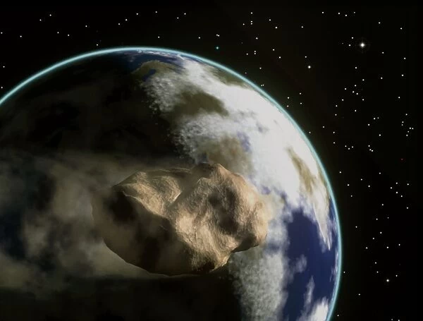 Artwork of asteroid on collision course with Earth