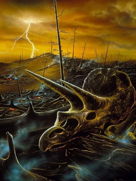 Artwork of the death of the dinosaurs