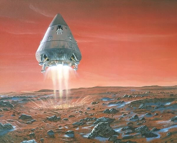Artwork of exploration module landing on Mars