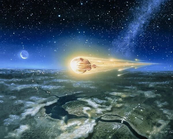 Artwork of meteor entering Earths atmosphere