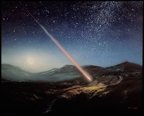Artwork of meteorite hitting the ground