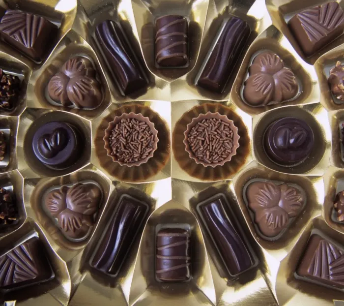 Framed Print : Assorted Chocolates Print in a Box