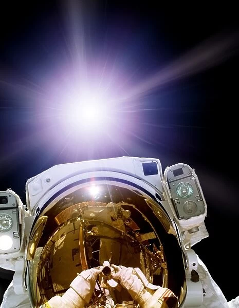 Astronaut self-portrait, composite image