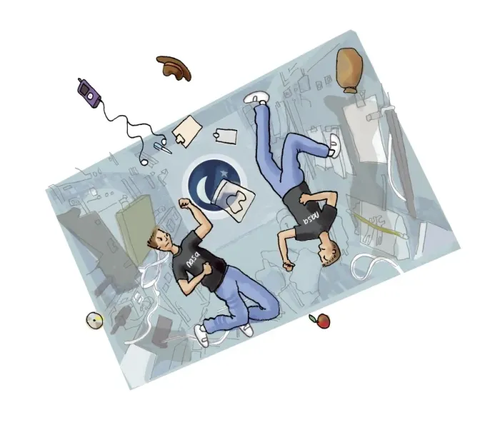 Framed Print : Astronauts Fighting Print Framed Print : Astronauts Fighting Print