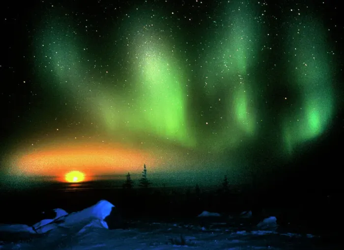 Framed Print : Green Aurora Borealis Print