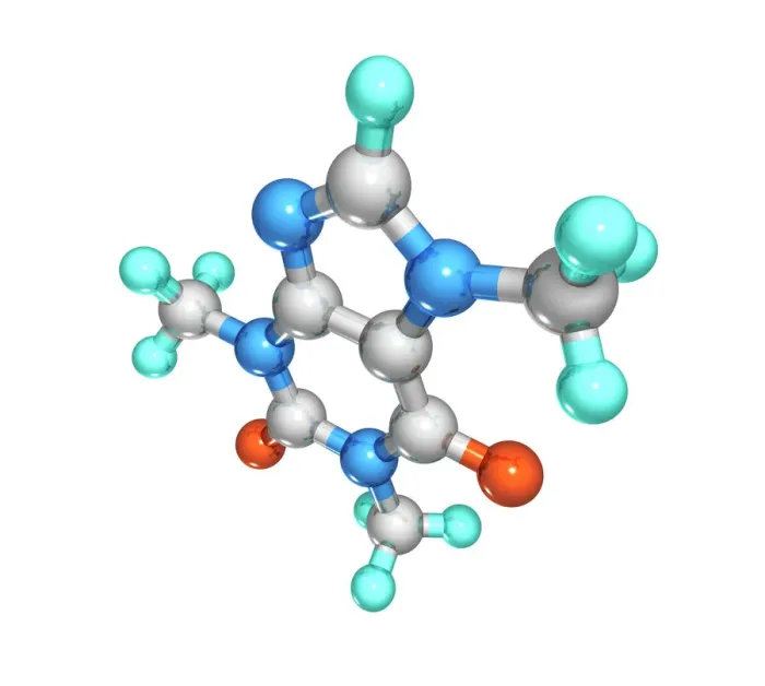 Framed Print : Computer model of a caffeine molecule, Print Framed Print : Computer model of a caffeine molecule, Print