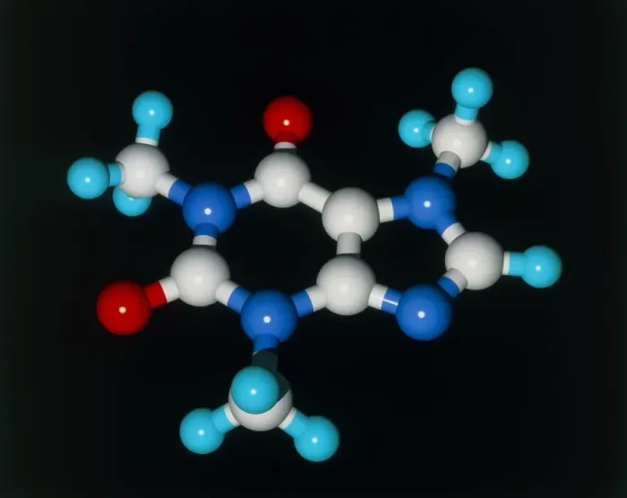 Framed Print : Computer graphic of a Caffeine molecule Print Framed Print : Computer graphic of a Caffeine molecule Print