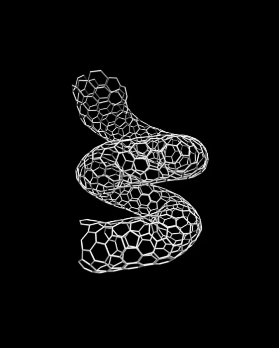 Framed Print : Carbon nanotube print, computer model