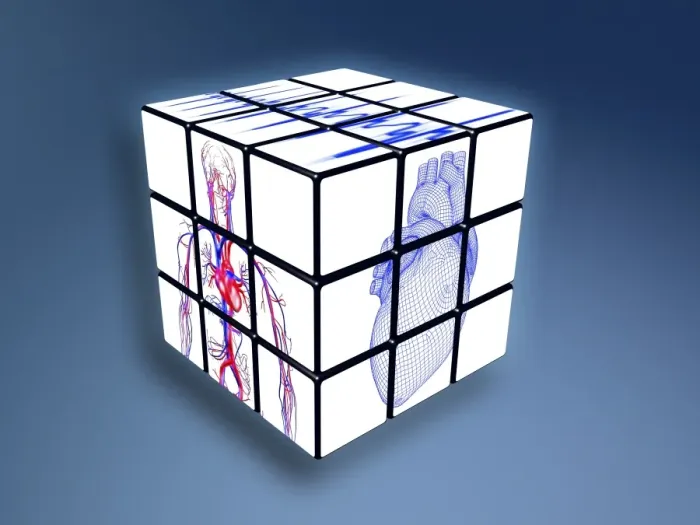Framed Print : Cardiovascular System Print on Rubik's Cube