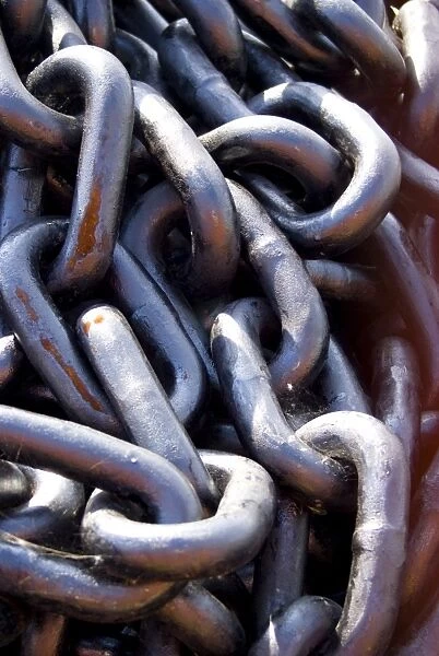 Chain links on a dockside