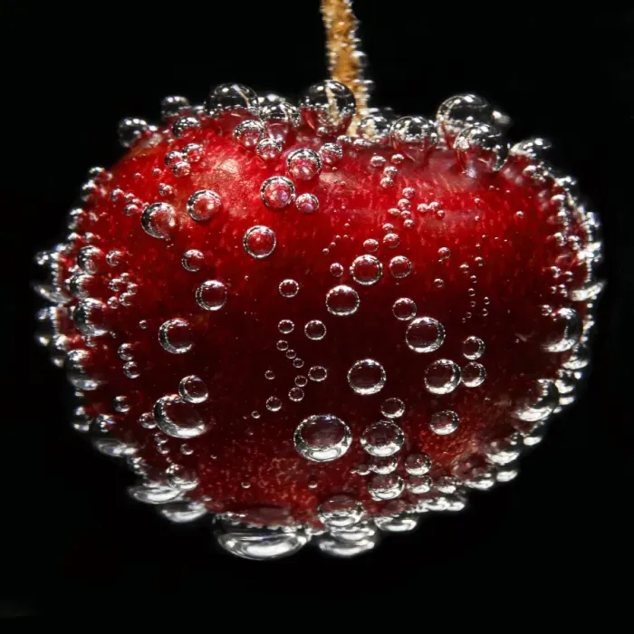 Framed Print : Cherry Cherry Print - Air Bubbles on a Suspended Cherry Framed Print : Cherry Cherry Print - Air Bubbles on a Suspended Cherry