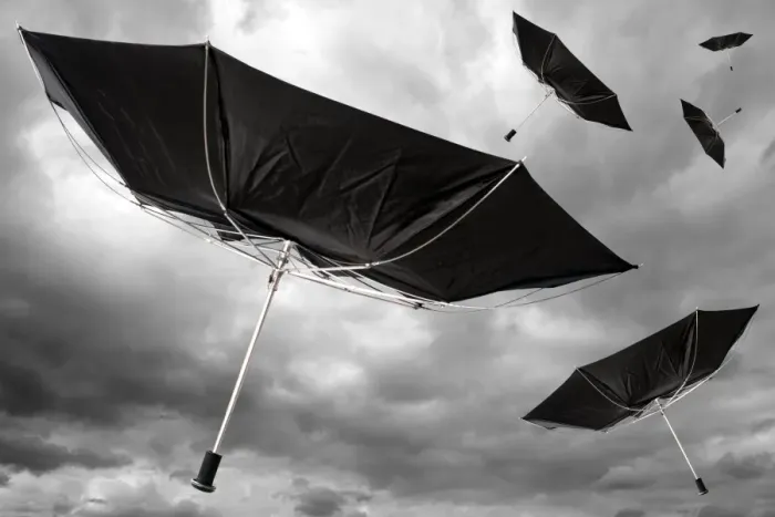 Framed Print : Climate Change Print: Umbrellas in Flight Framed Print : Climate Change Print: Umbrellas in Flight