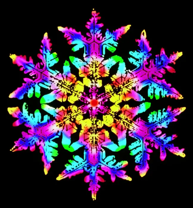 Framed Print : Coloured computer-enhanced Print of a Snowflake Framed Print : Coloured computer-enhanced Print of a Snowflake