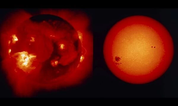 Comparison of visible & X-ray images of Sun