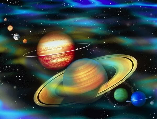 Computer artwork of Solar System planets