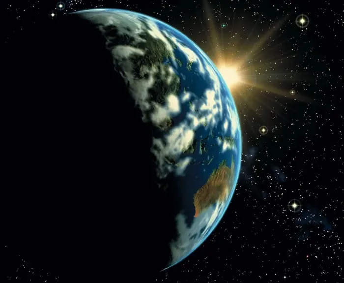 Framed Print : Computer artwork of sunrise over the Earth Print Framed Print : Computer artwork of sunrise over the Earth Print