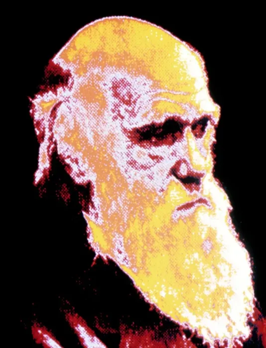Framed Print : Computer-coloured portrait Print of Charles Darwin Framed Print : Computer-coloured portrait Print of Charles Darwin