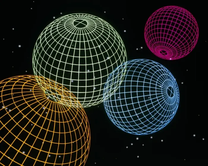 Framed Print : Computer Graphics Print of Coloured Wire-Drawn Spheres Framed Print : Computer Graphics Print of Coloured Wire-Drawn Spheres