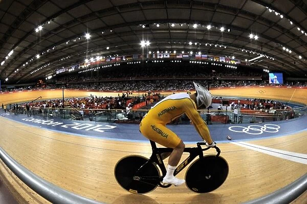 Cyclist inside Olympic velodrome, 2012 C015  /  5902