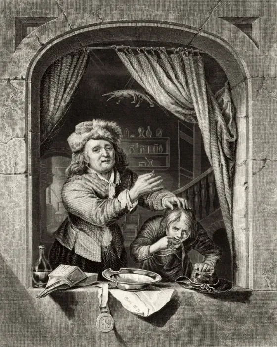 Framed Print : 19th-century Dentist pulling a tooth Print Framed Print : 19th-century Dentist pulling a tooth Print