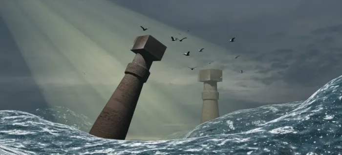 Framed Print : Print of the destruction of Atlantis, an artist's impression Framed Print : Print of the destruction of Atlantis, an artist's impression