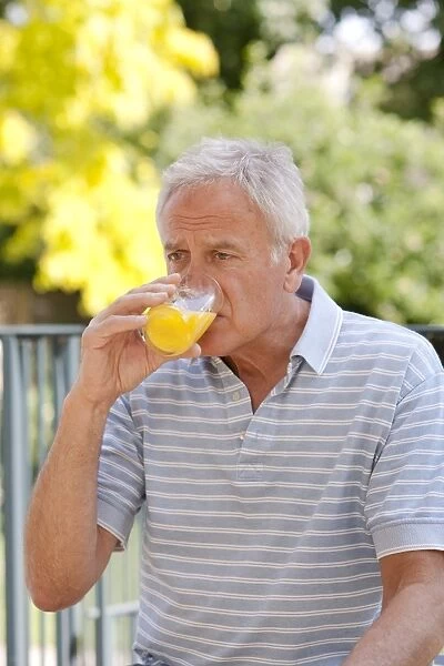 Diabetic man drinking a glucose drink
