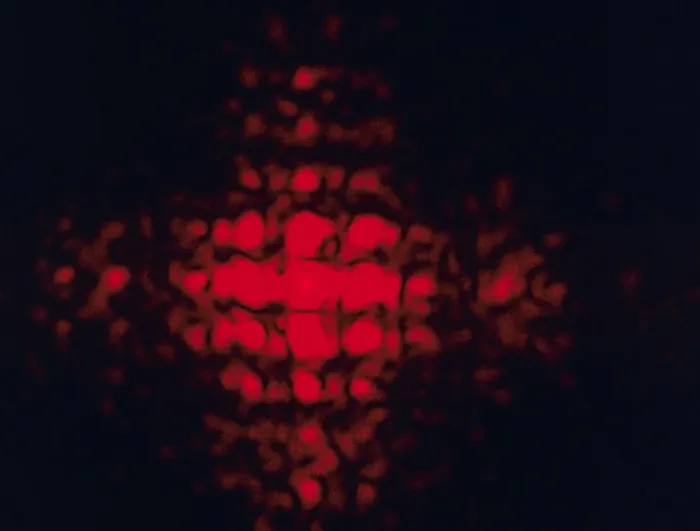 Framed Print : Diffraction Pattern Print: Laser Light Through Cloth Framed Print : Diffraction Pattern Print: Laser Light Through Cloth