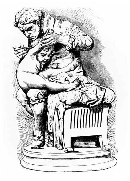 Drawing of Jenner vaccinating his son of smallpox
