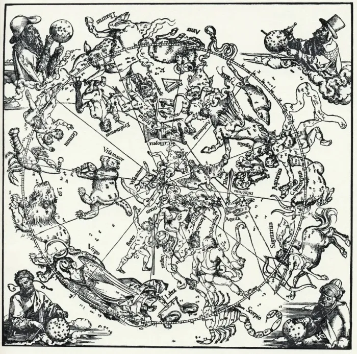 Framed Print : This 1515 print of Durer's Celestial Globe shows the northern hemisphere