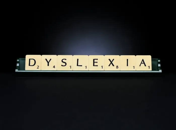 Framed Print : Print of Dyslexia letters, a visual representation of the word