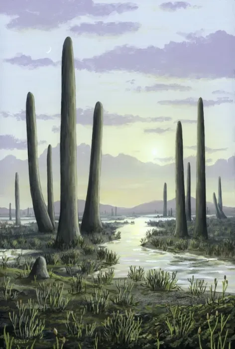 Framed Print : Early Devonian landscape Print Framed Print : Early Devonian landscape Print