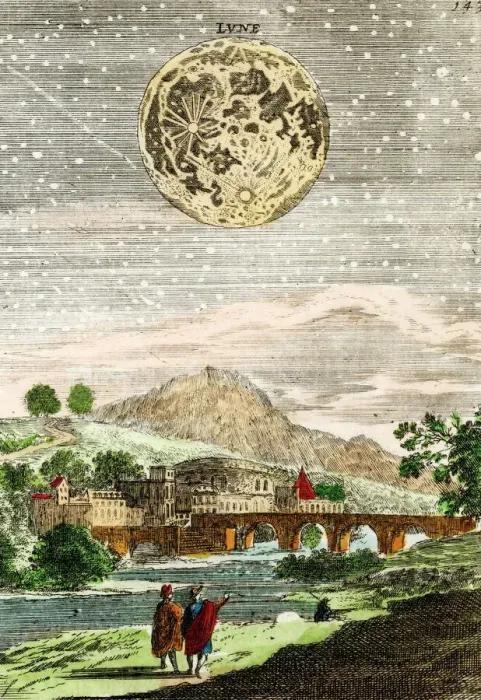 Framed Print : Early Moon Map Print, 1635 Framed Print : Early Moon Map Print, 1635